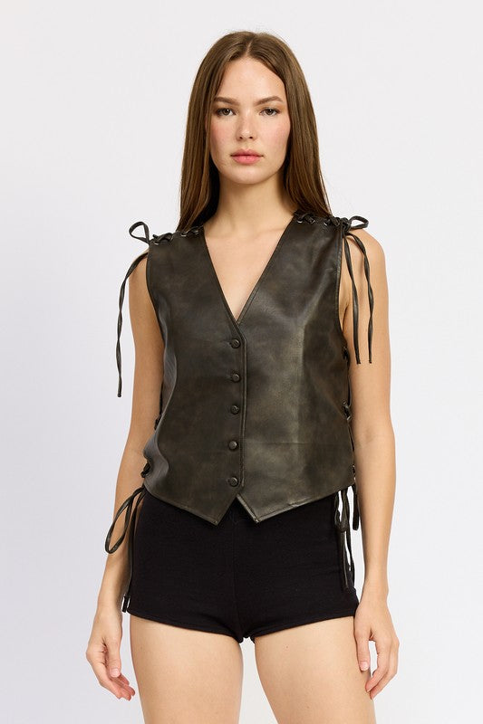 Mila Leather Vest Top - HOUSE OF SHE