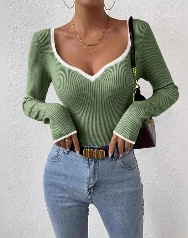 Ribbed long sleeve top - HOUSE OF SHE