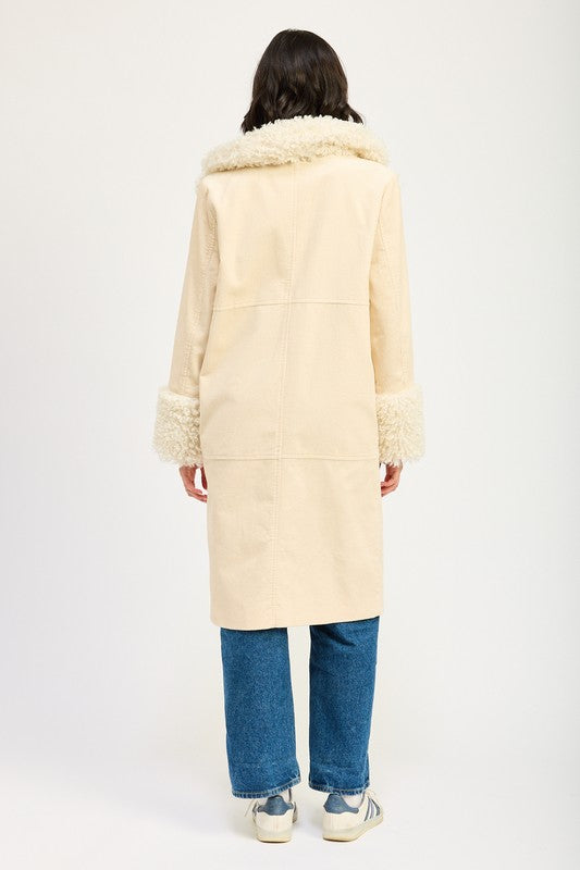 FAUX FUR MID TRENCH COAT HOUSE OF SHE