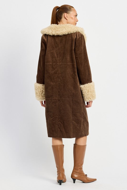 FAUX FUR MID TRENCH COAT HOUSE OF SHE