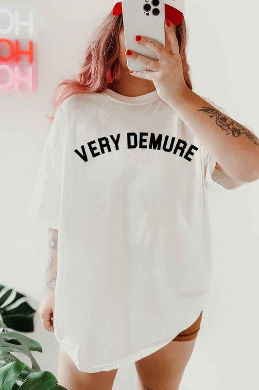 Very Demure Oversized Graphic Tee Cotton T-Shirt - HOUSE OF SHE
