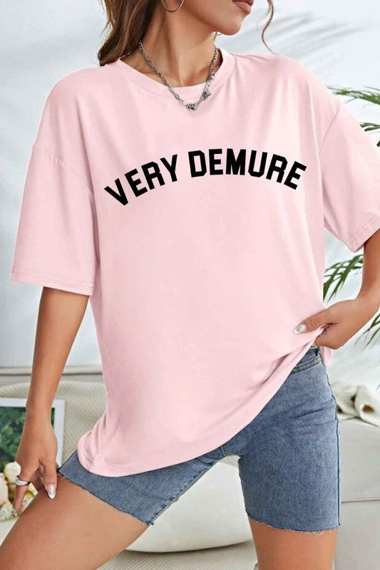 Very Demure Oversized Graphic Tee Cotton T-Shirt - HOUSE OF SHE