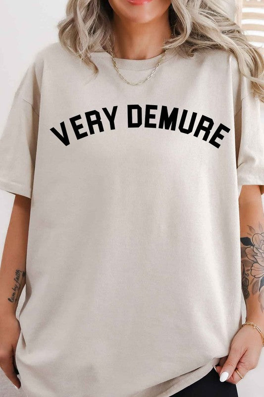 Very Demure Oversized Graphic Tee Cotton T-Shirt - HOUSE OF SHE