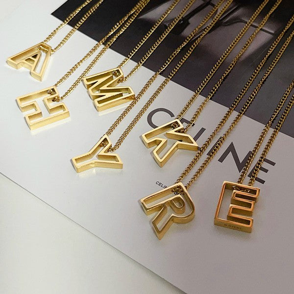 Cutout Initial Letter Personalized Necklace - HOUSE OF SHE