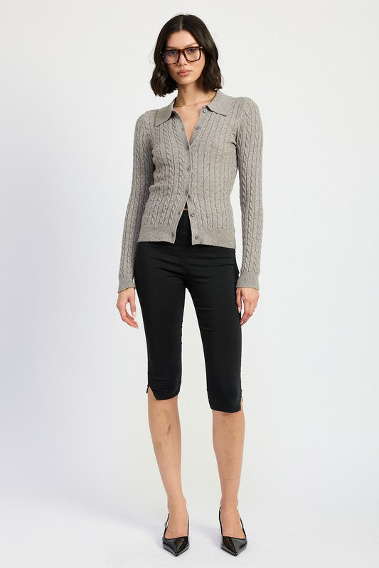 Cable Knit Cardigan Top - HOUSE OF SHE