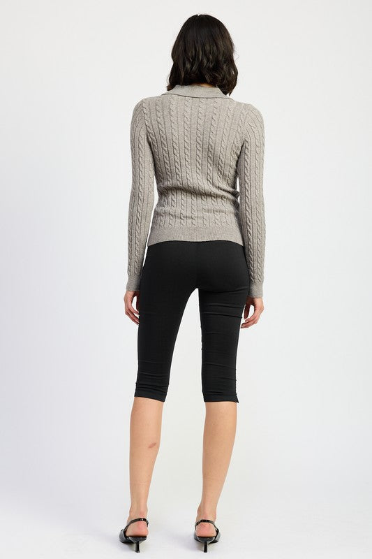 Cable Knit Cardigan Top - HOUSE OF SHE