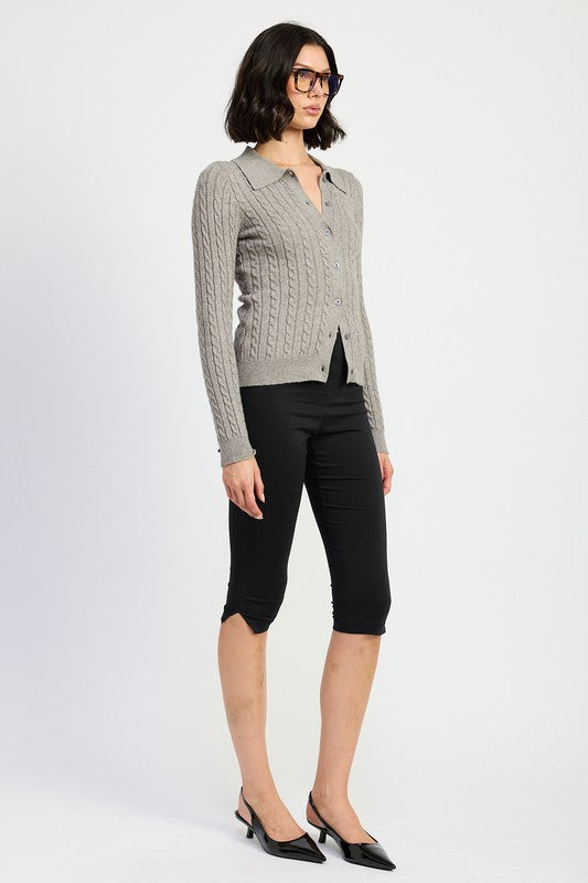 Cable Knit Cardigan Top - HOUSE OF SHE