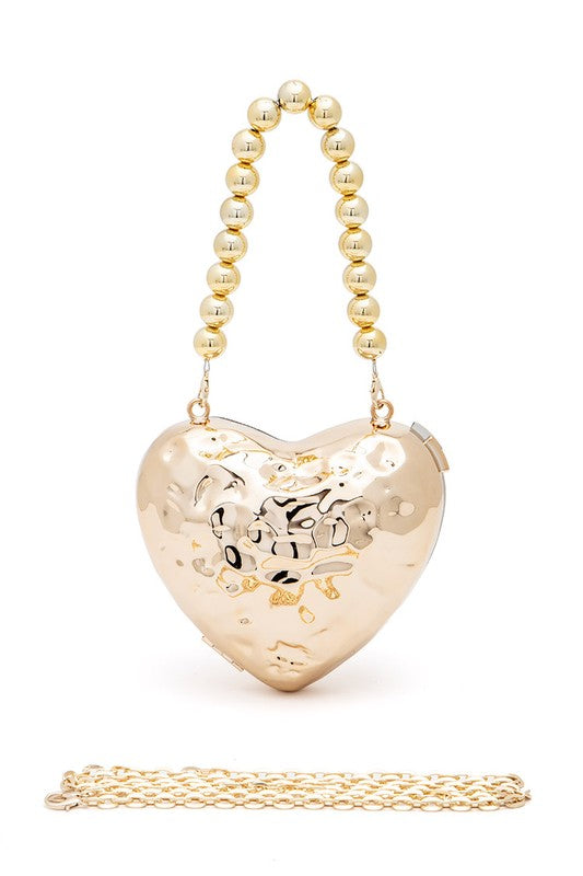 CCB Textured Heart Shape Molded Swing Clutch Bag - HOUSE OF SHE