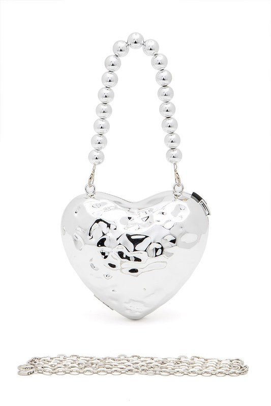 CCB Textured Heart Shape Molded Swing Clutch Bag - HOUSE OF SHE