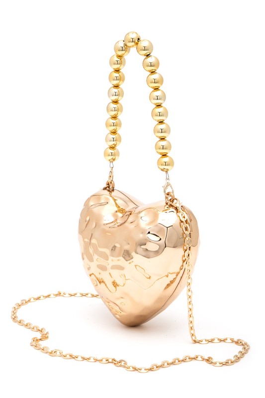 CCB Textured Heart Shape Molded Swing Clutch Bag - HOUSE OF SHE