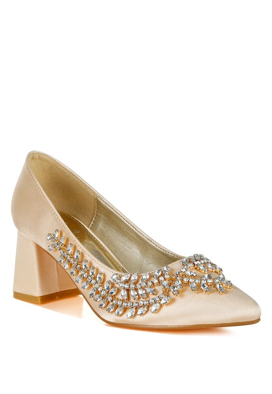 Abatina Satin Diamante Embellished Pumps HOUSE OF SHE