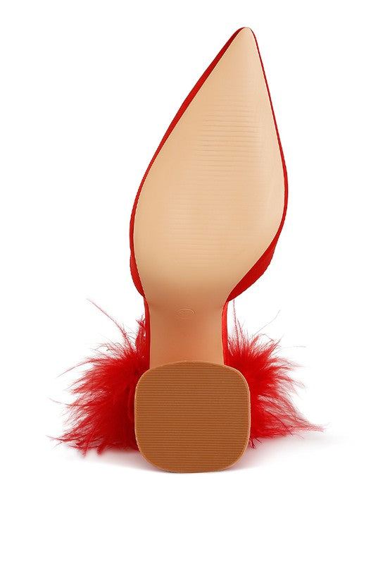 Palmetta Fur Detail Block Heel HOUSE OF SHE