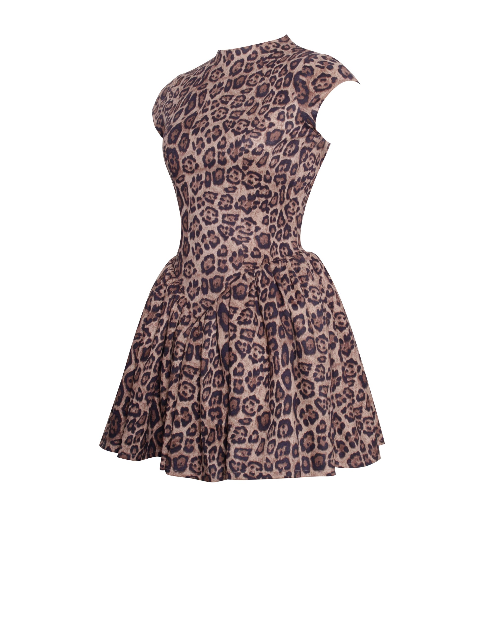 Faena Backless Cheetah Print Mini Puffy Dress  HOUSE OF SHE