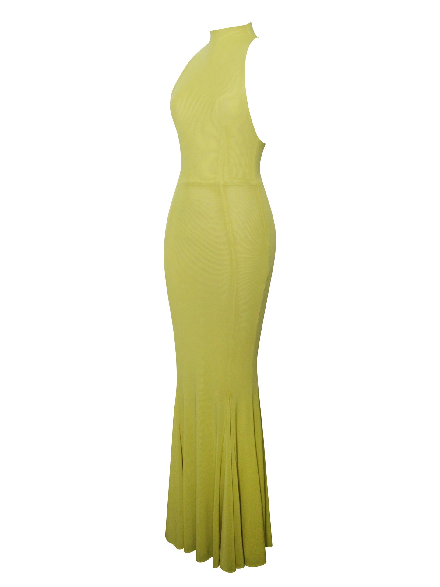 Irene Olive Green Mesh Turtleneck Dress - HOUSE OF SHE
