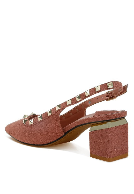 Ameya Studded Slingback Heels - HOUSE OF SHE