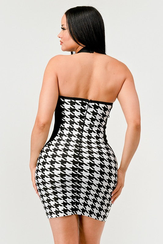 Checkmate Illusion Bandage Dress HOUSE OF SHE