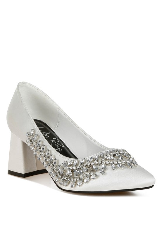 Abatina Satin Diamante Embellished Pumps  HOUSE OF SHE