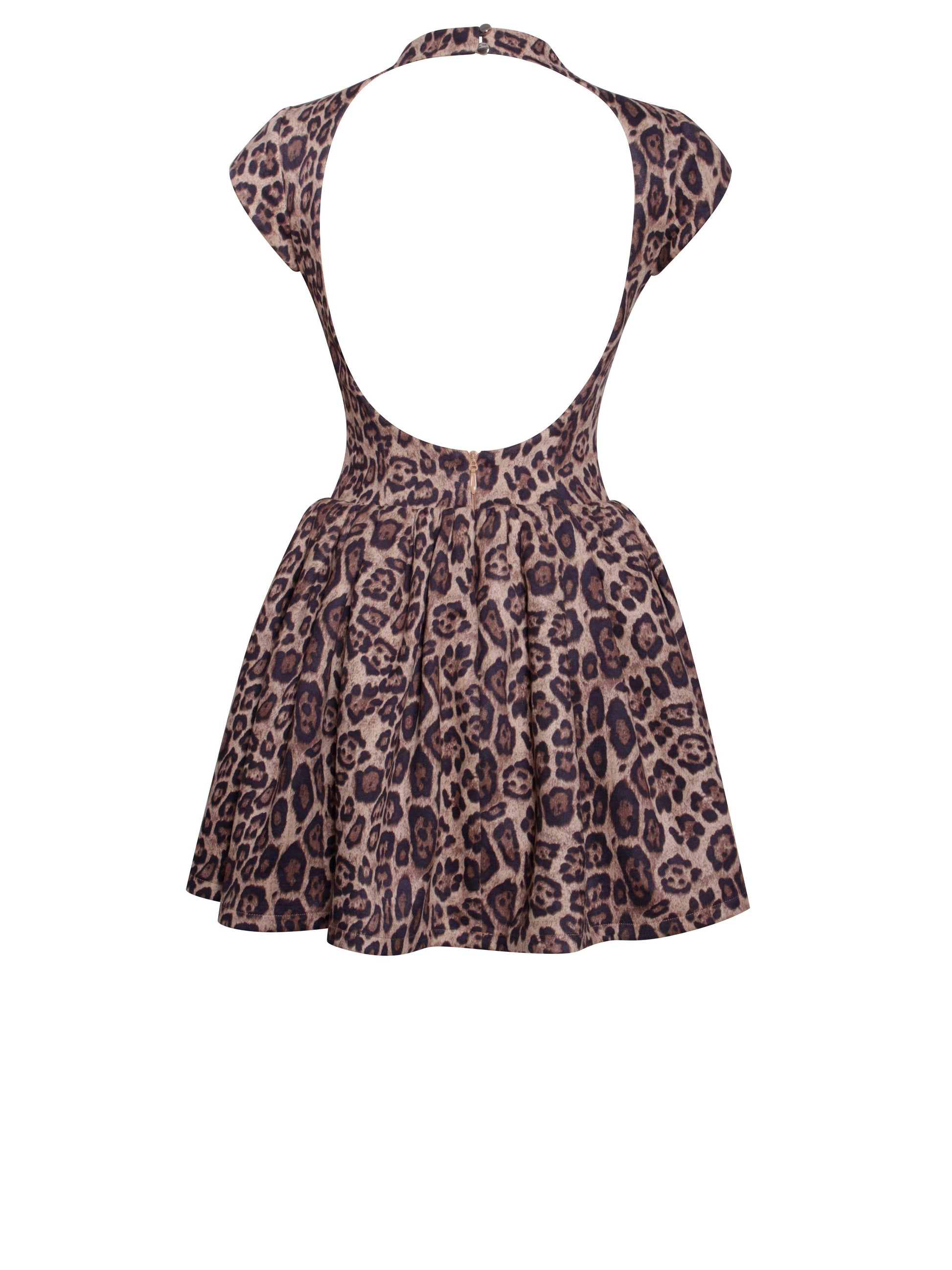 Faena Backless Cheetah Print Mini Puffy Dress  HOUSE OF SHE