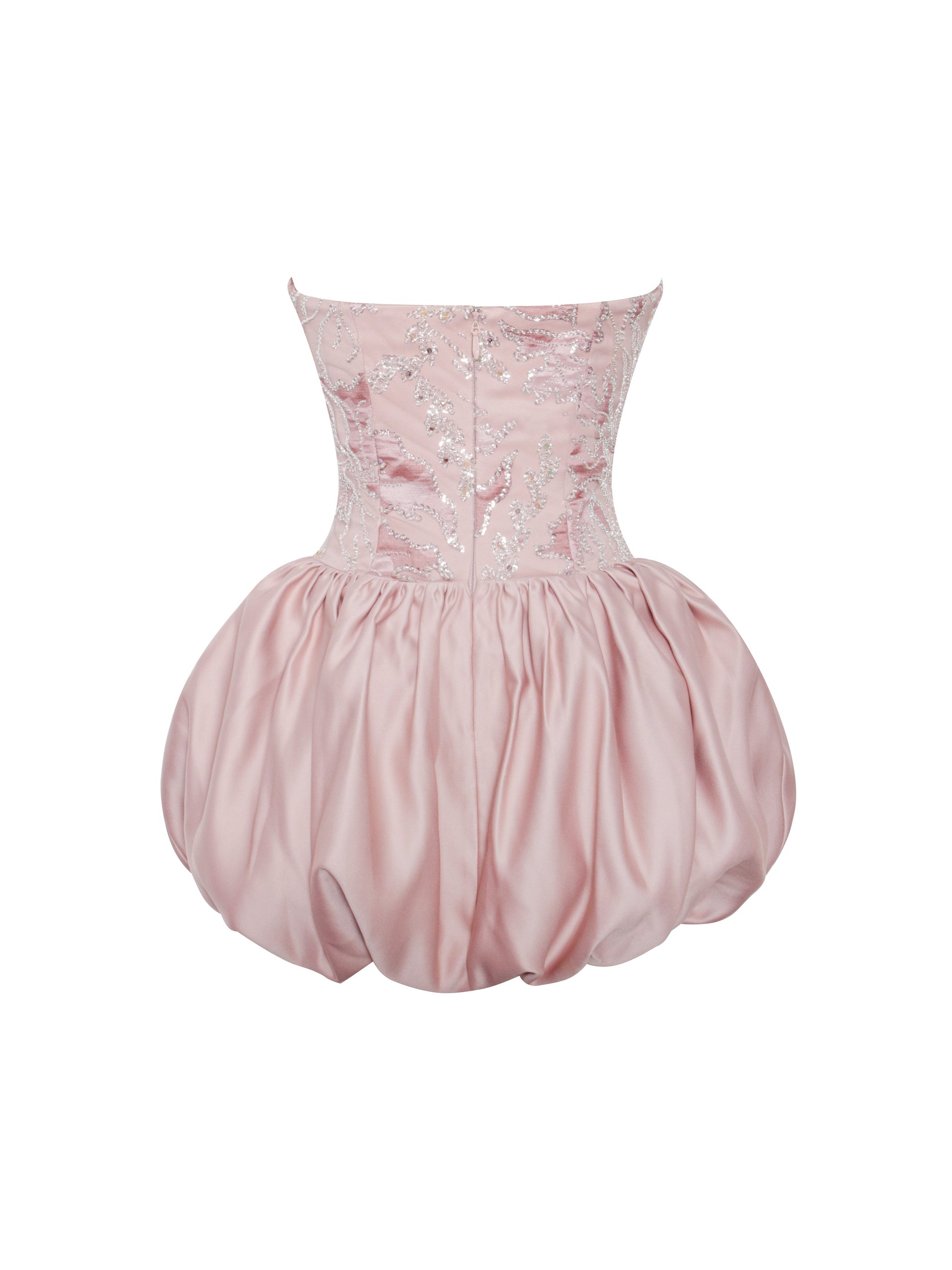 Palesa Pink Ballet Style Embroidered Bubble Hem Mini Dress - HOUSE OF SHE