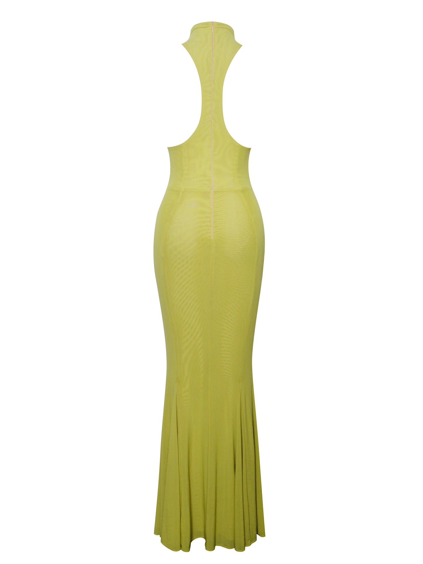Irene Olive Green Mesh Turtleneck Dress - HOUSE OF SHE