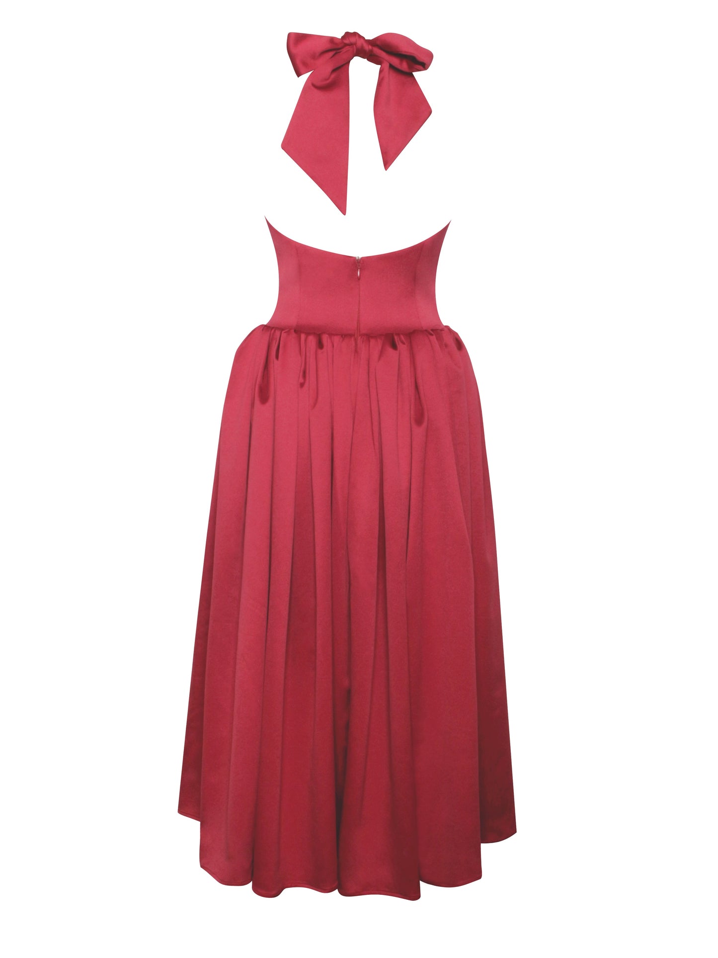 Cara Red Plunging Halter Backless Maxi Dress - HOUSE OF SHE