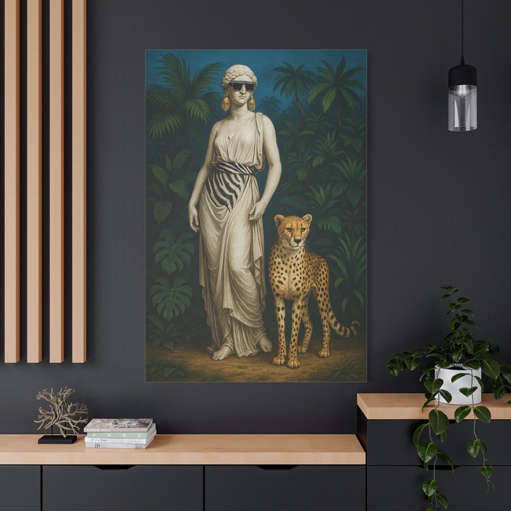 Sleek Safari Wall Art - Cool Woman and Leopard Canvas Print - HOUSE OF SHE