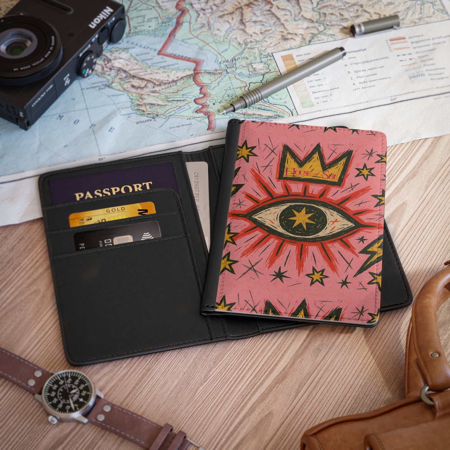 Artistic Eye Design Passport Cover - Travel Accessory for Adventure Seekers