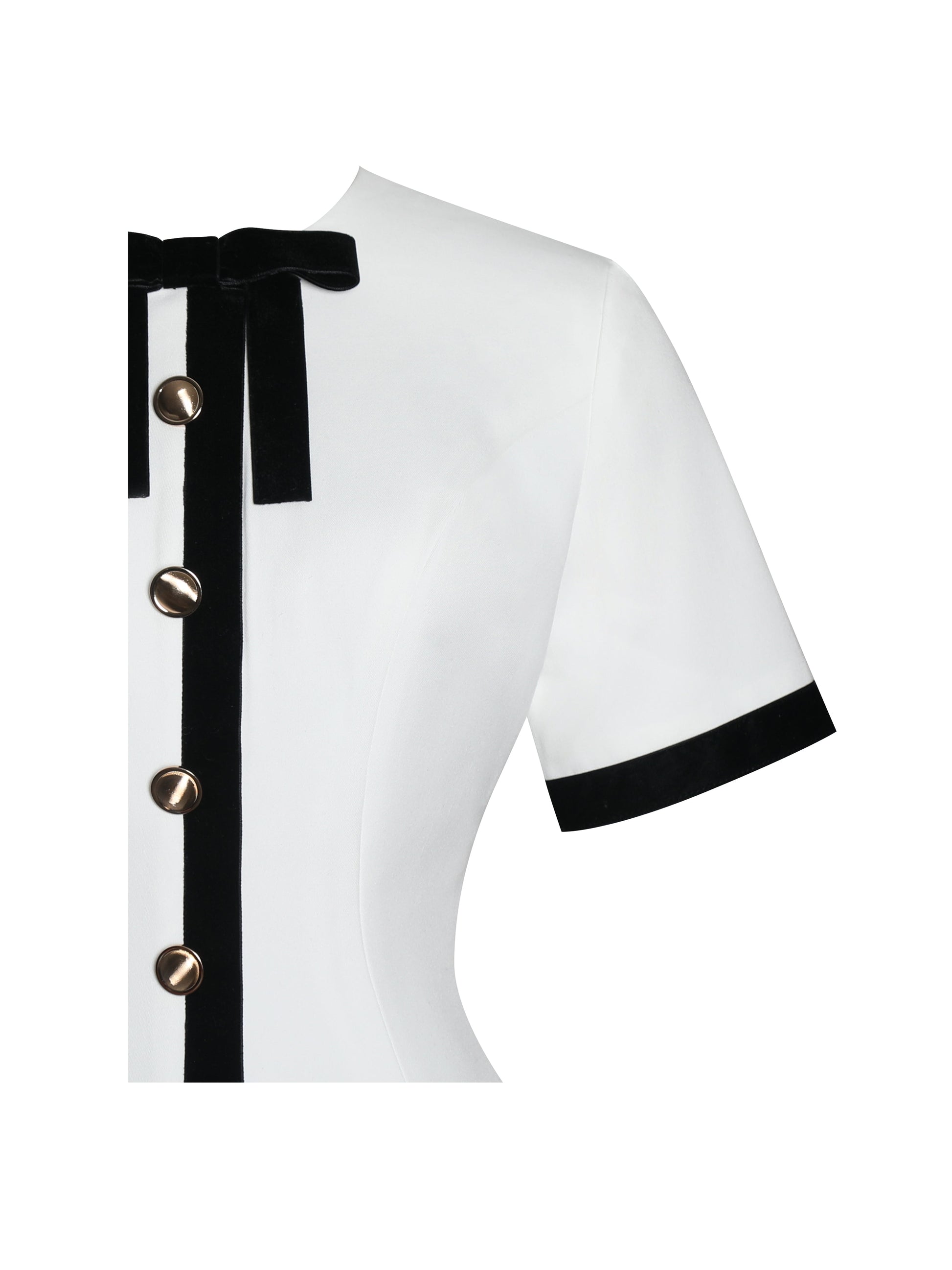 Idina Business Casual White Romper with Black Trim - HOUSE OF SHE