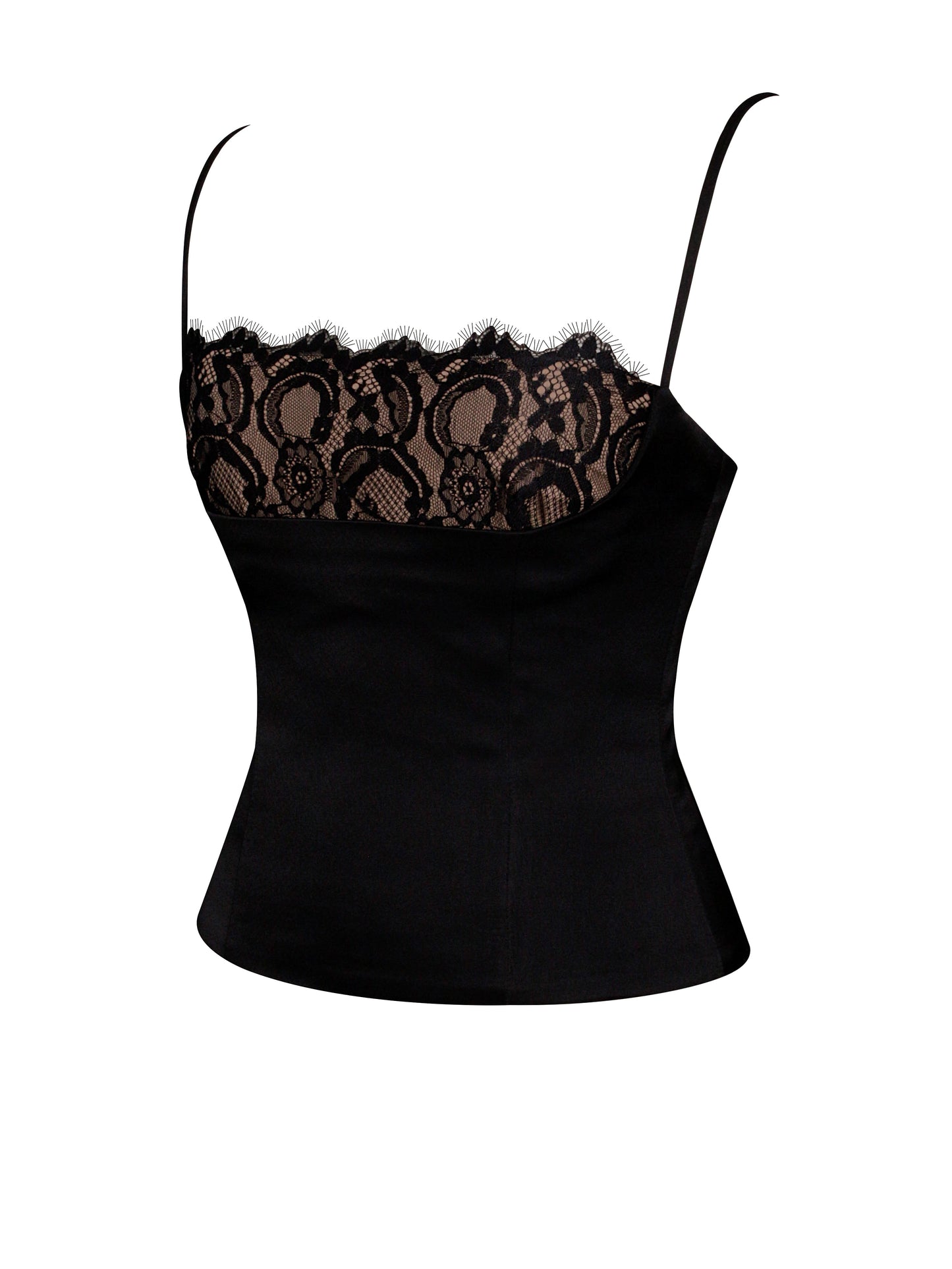 Padma Black Satin Lace Bustier Corset Top HOUSE OF SHE