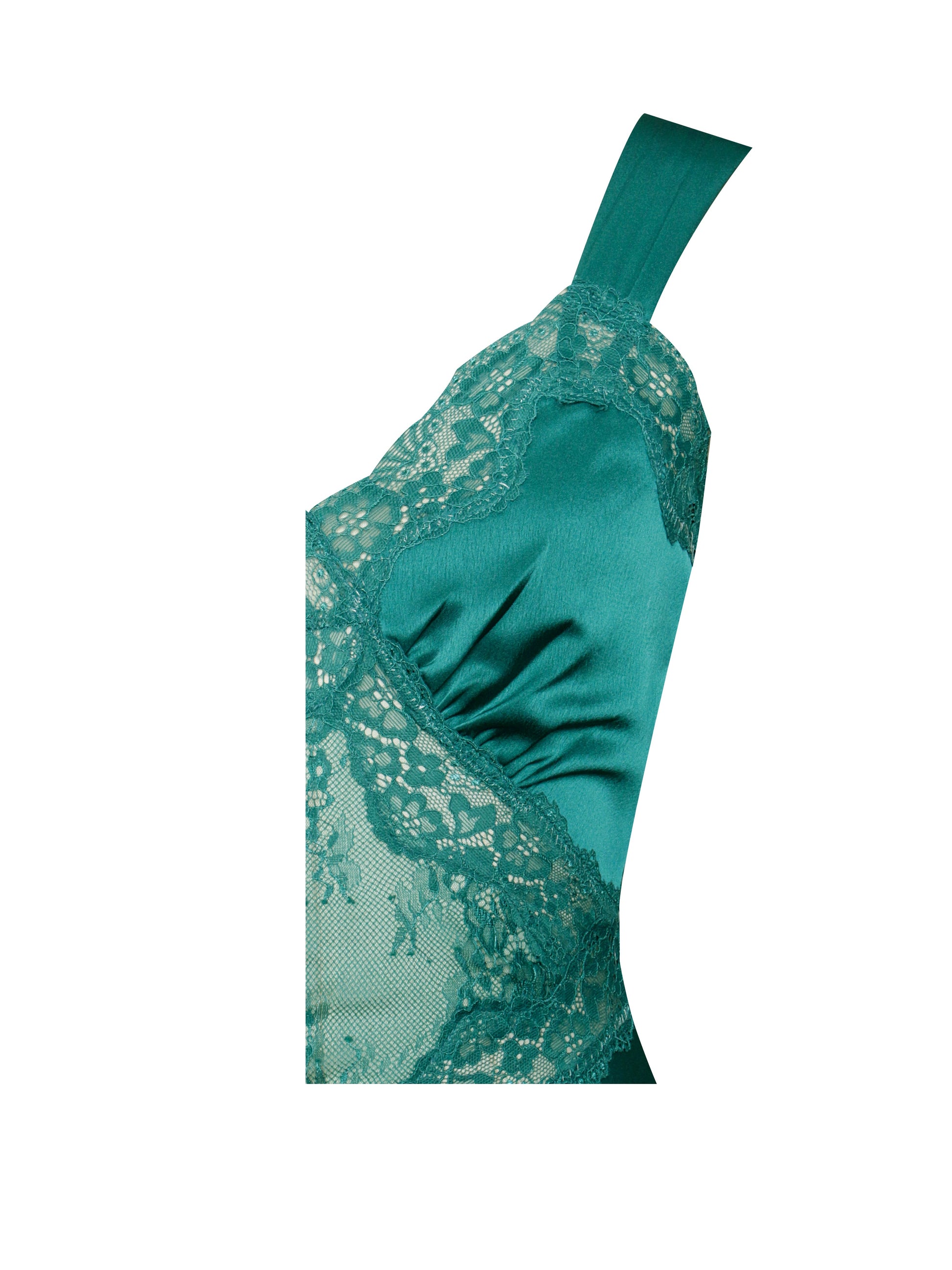 Perley Teal Satin and Lace Midi Dress  HOUSE OF SHE
