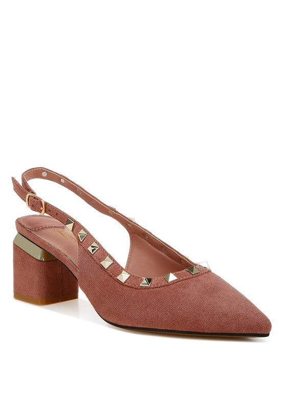 Ameya Studded Slingback Heels - HOUSE OF SHE