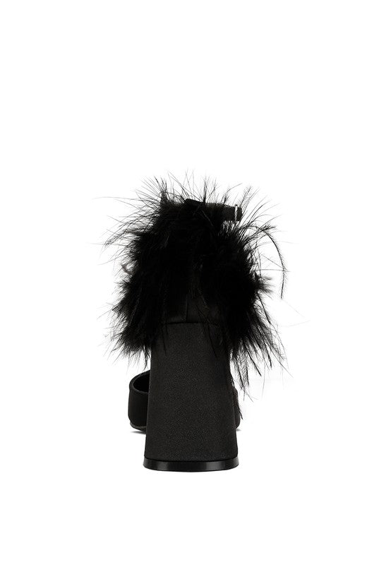 Palmetta Fur Detail Block Heel HOUSE OF SHE