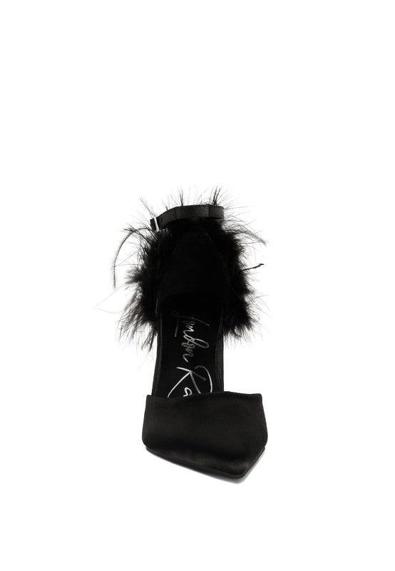 Palmetta Fur Detail Block Heel HOUSE OF SHE