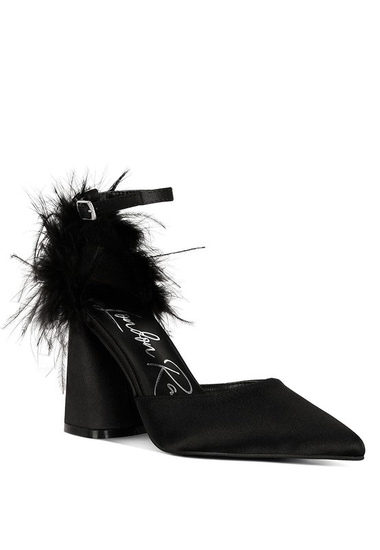 Palmetta Fur Detail Block Heel HOUSE OF SHE