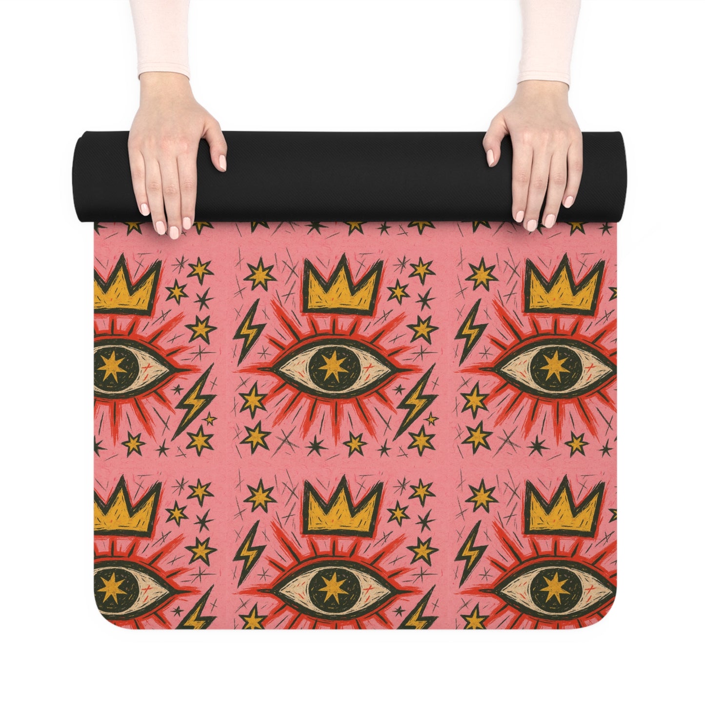 Eye-Patterned Rubber Yoga Mat - Vibrant & Durable for Your Practice