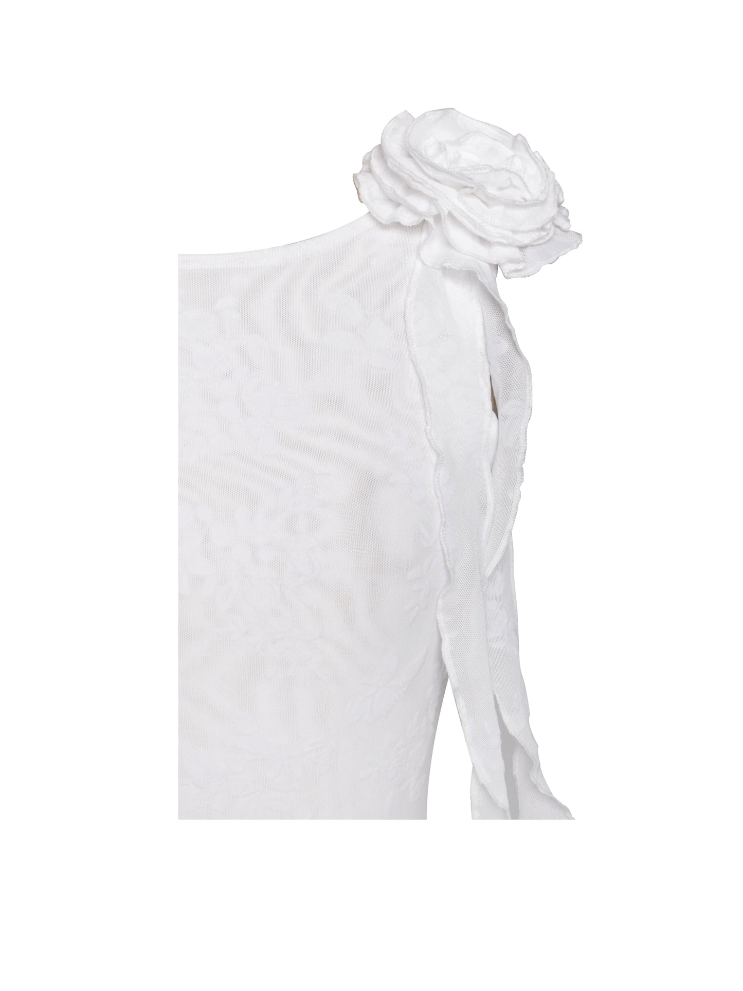 Alaina White Floral Ruffle Mesh Dress - HOUSE OF SHE