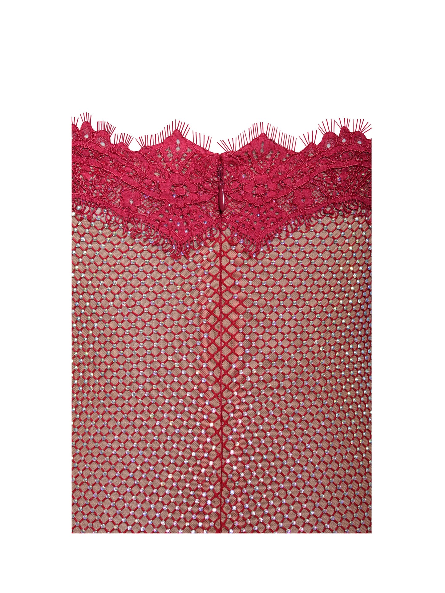 Remi Red Mesh Rhinestone Lace Mini Dress HOUSE OF SHE