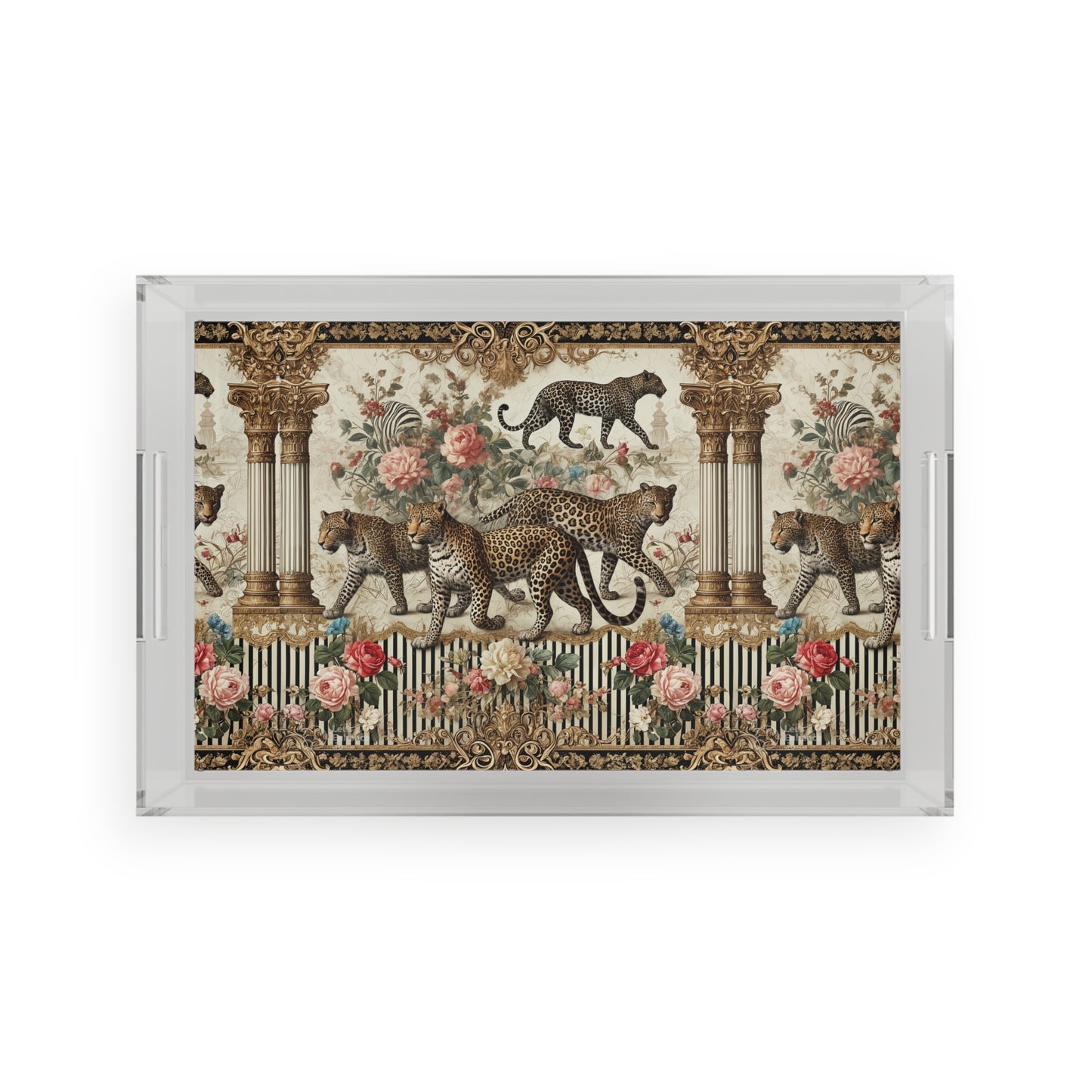 Elegant Leopard Acrylic Serving Tray - Chic Decorative Tray for Entertaining & Home Decor
