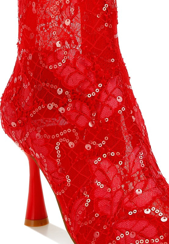 Samia Sequin Lace Boots - HOUSE OF SHE