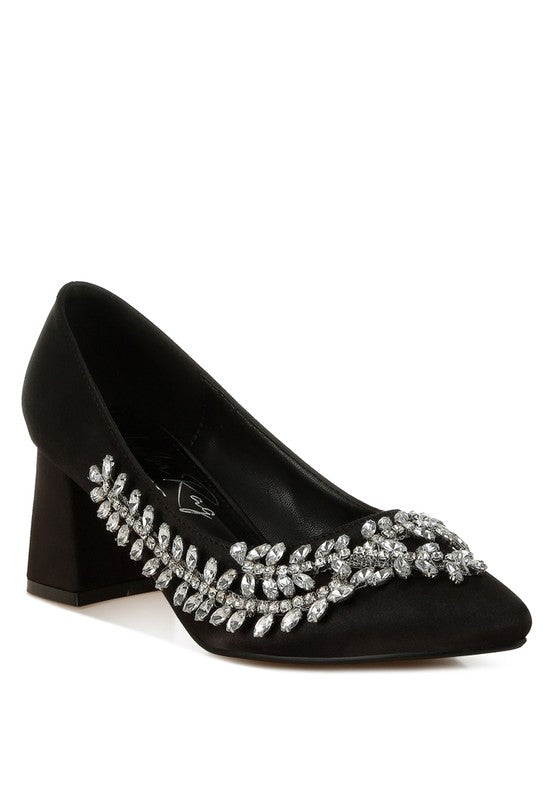 Abatina Satin Diamante Embellished Pumps  HOUSE OF SHE