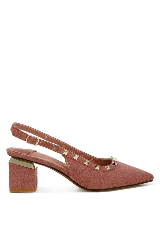 Ameya Studded Slingback Heels - HOUSE OF SHE