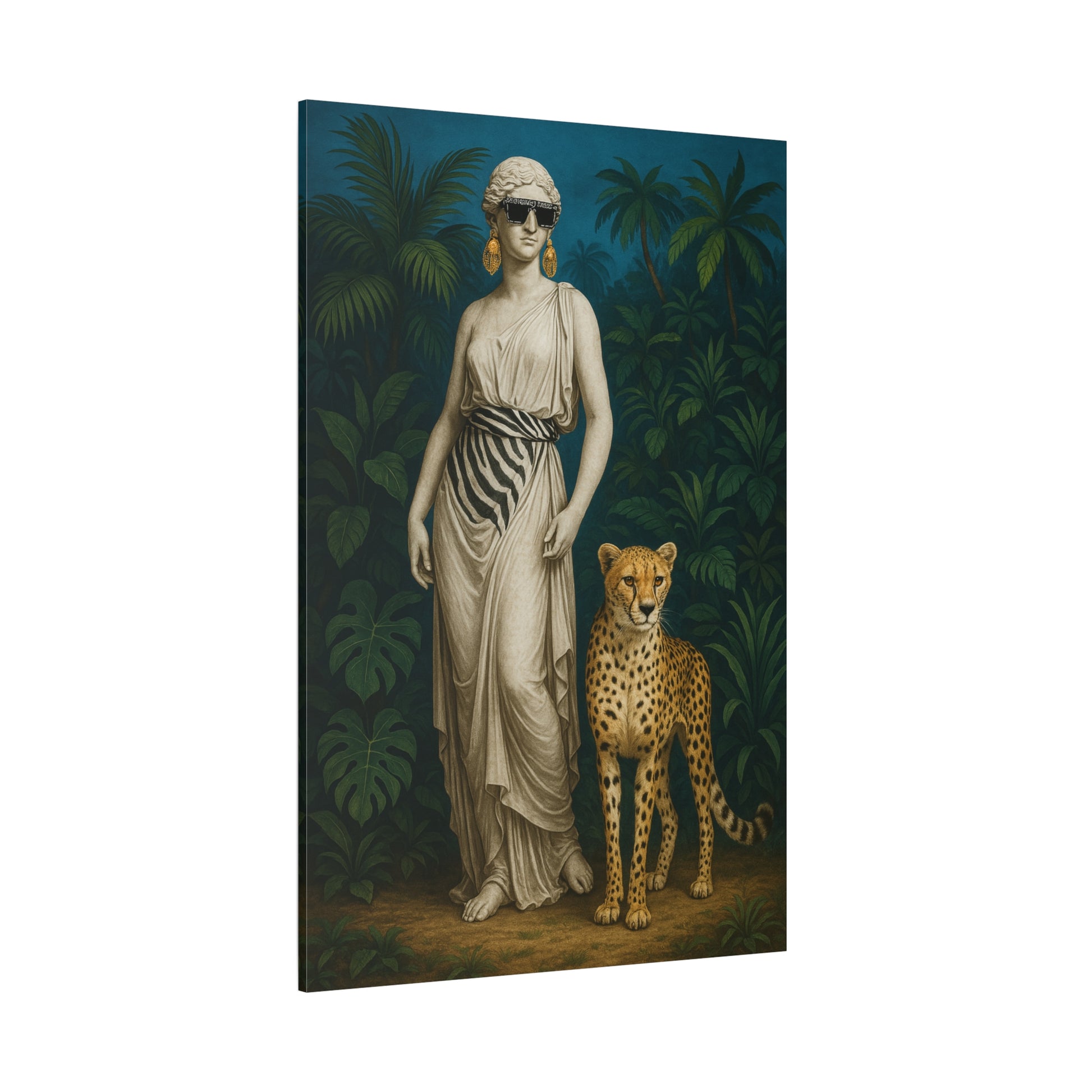 Sleek Safari Wall Art - Cool Woman and Leopard Canvas Print - HOUSE OF SHE