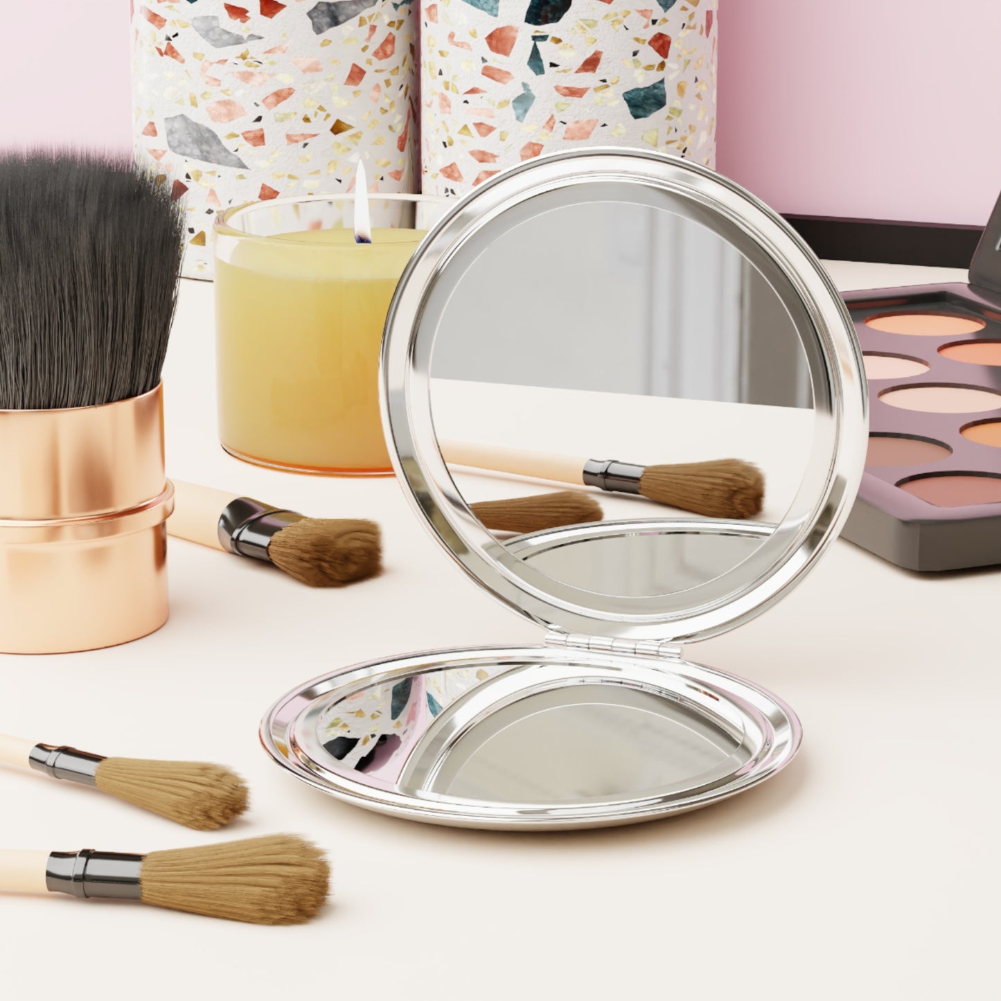 Vintage-Inspired Compact Travel Mirror with Eye Design