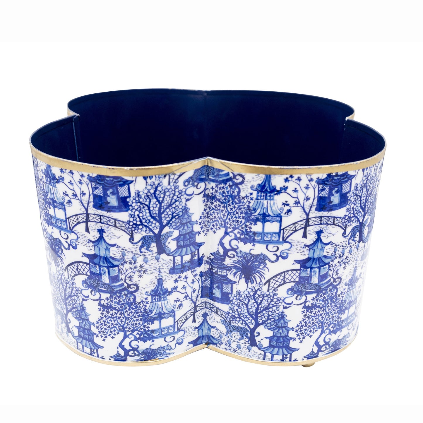 Garden Party Enameled Quatrefoil Cachepot Planter HOUSE OF SHE