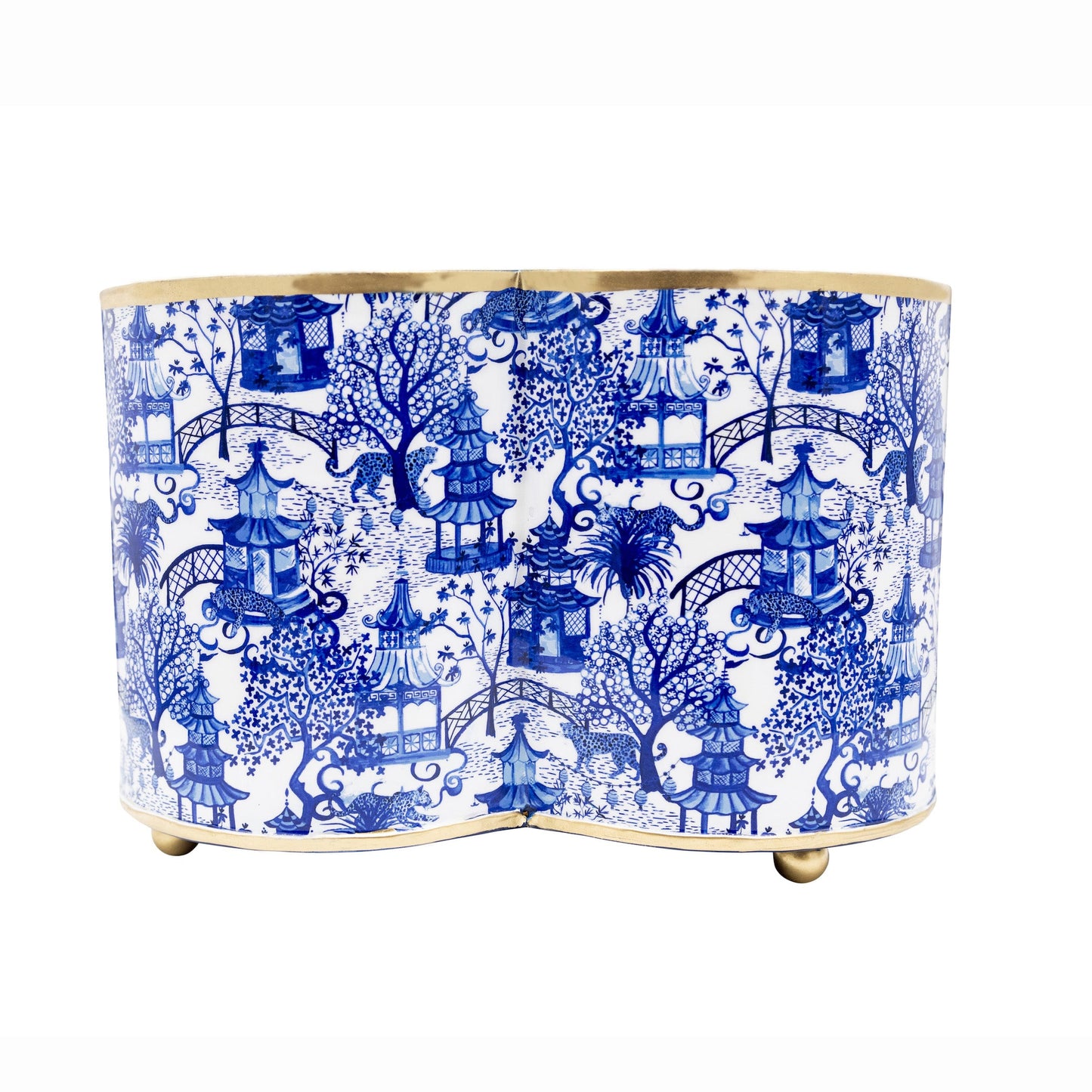 Garden Party Enameled Quatrefoil Cachepot Planter HOUSE OF SHE