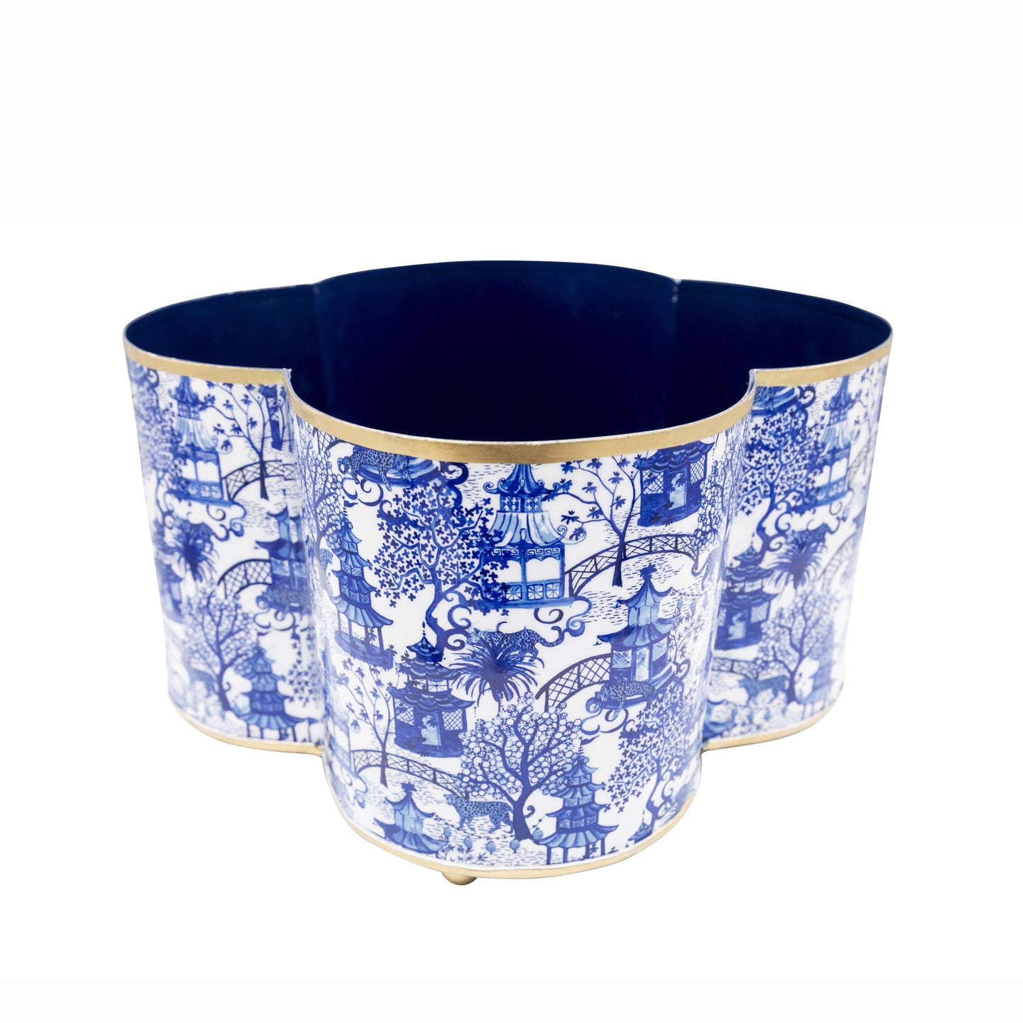 Garden Party Enameled Quatrefoil Cachepot Planter HOUSE OF SHE