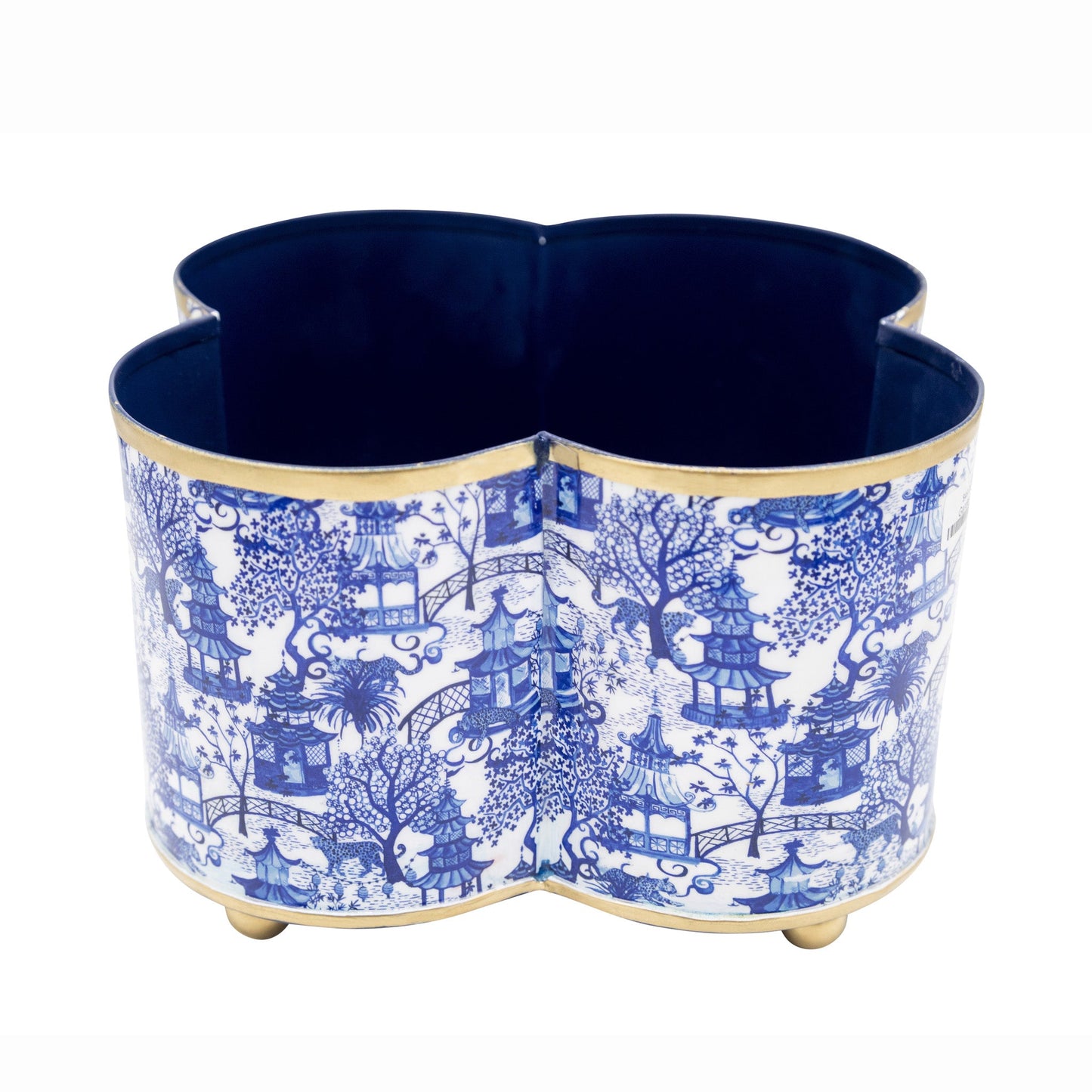 Garden Party Enameled Quatrefoil Cachepot Planter HOUSE OF SHE