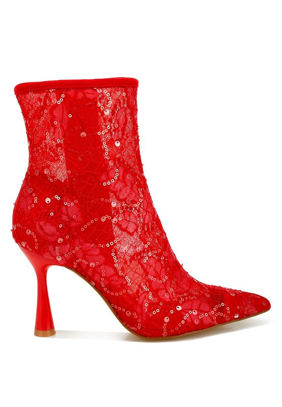 Samia Sequin Lace Boots - HOUSE OF SHE