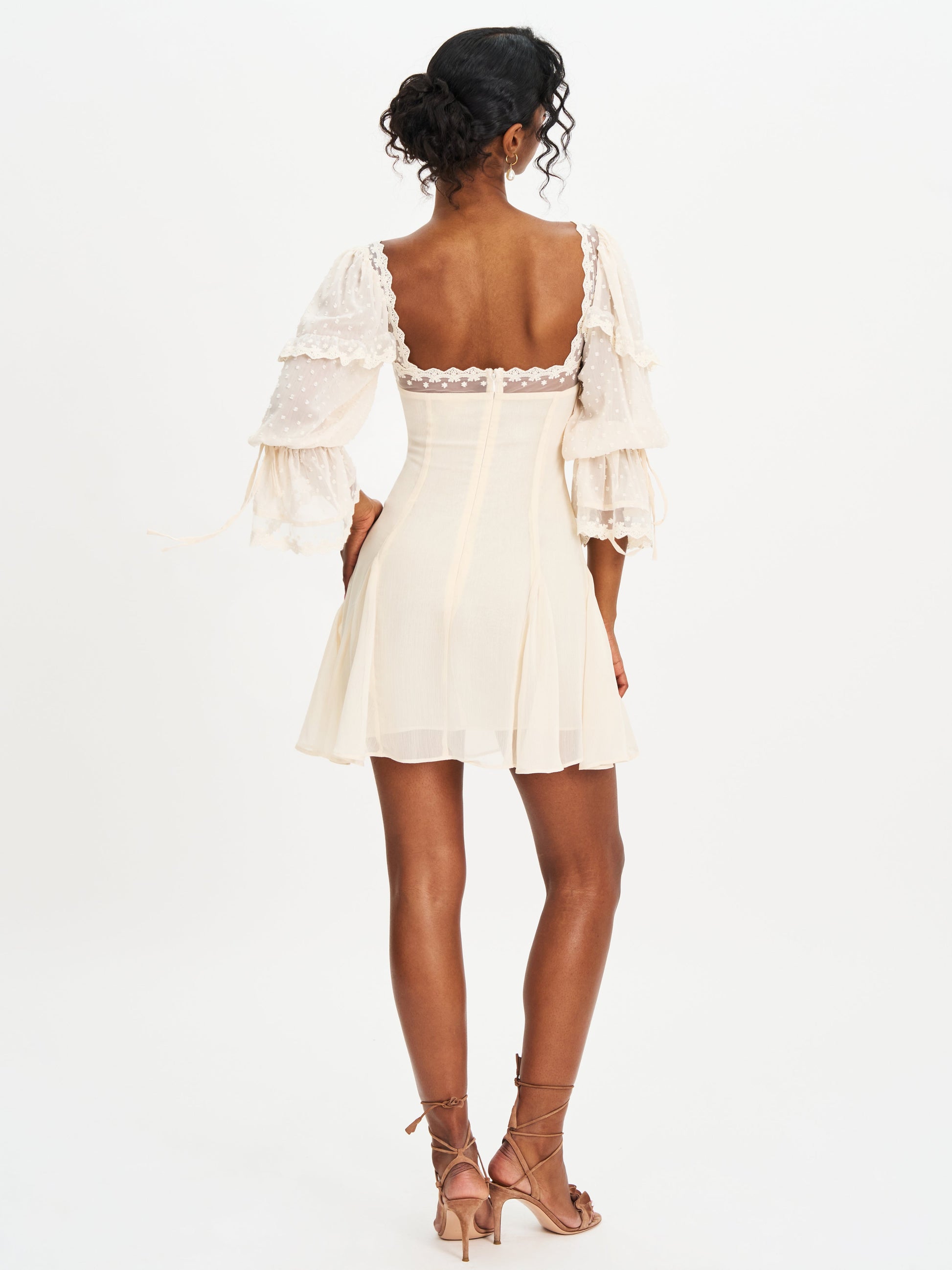 Zakira Lace Trim Half Sleeve Mini Dress - HOUSE OF SHE