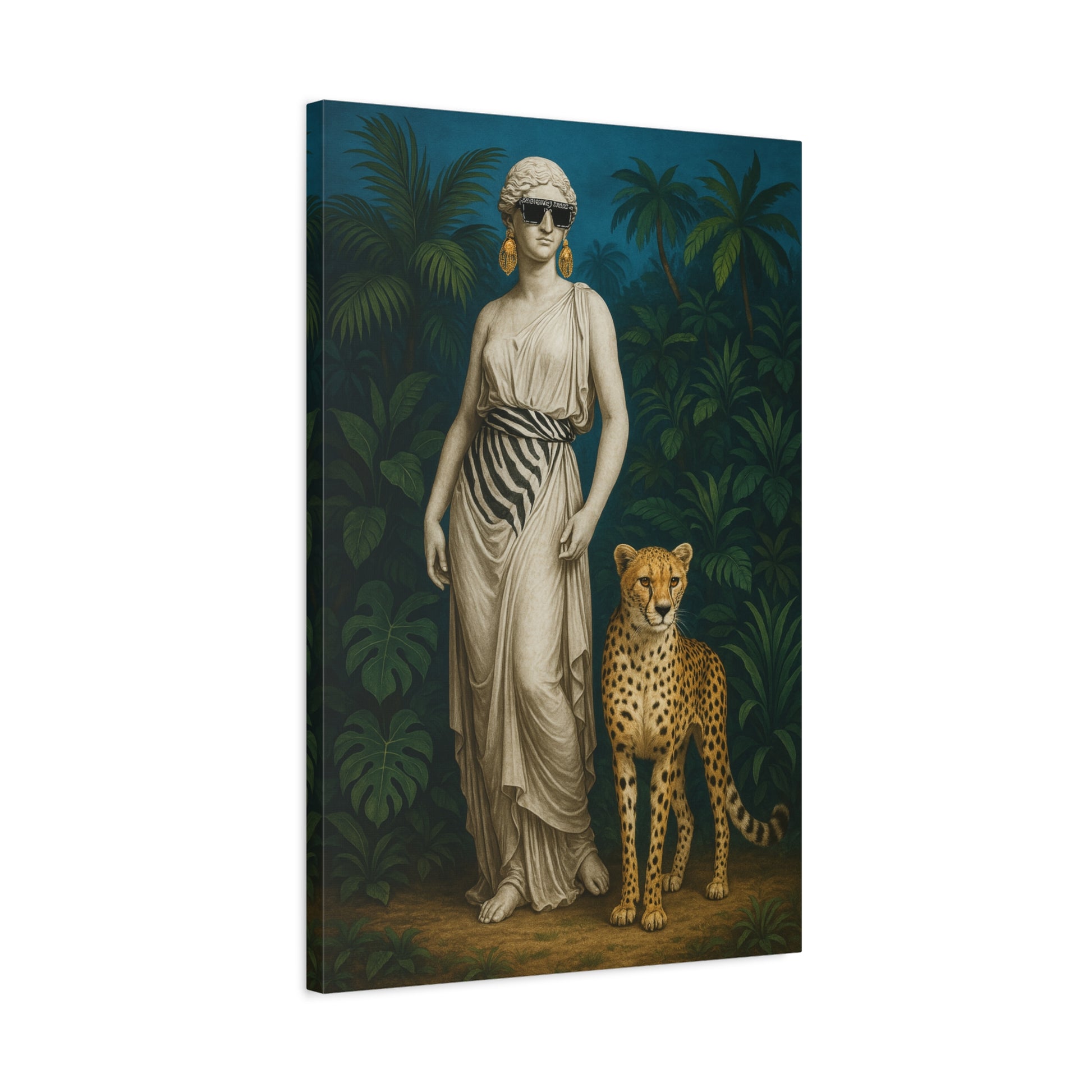 Sleek Safari Wall Art - Cool Woman and Leopard Canvas Print - HOUSE OF SHE